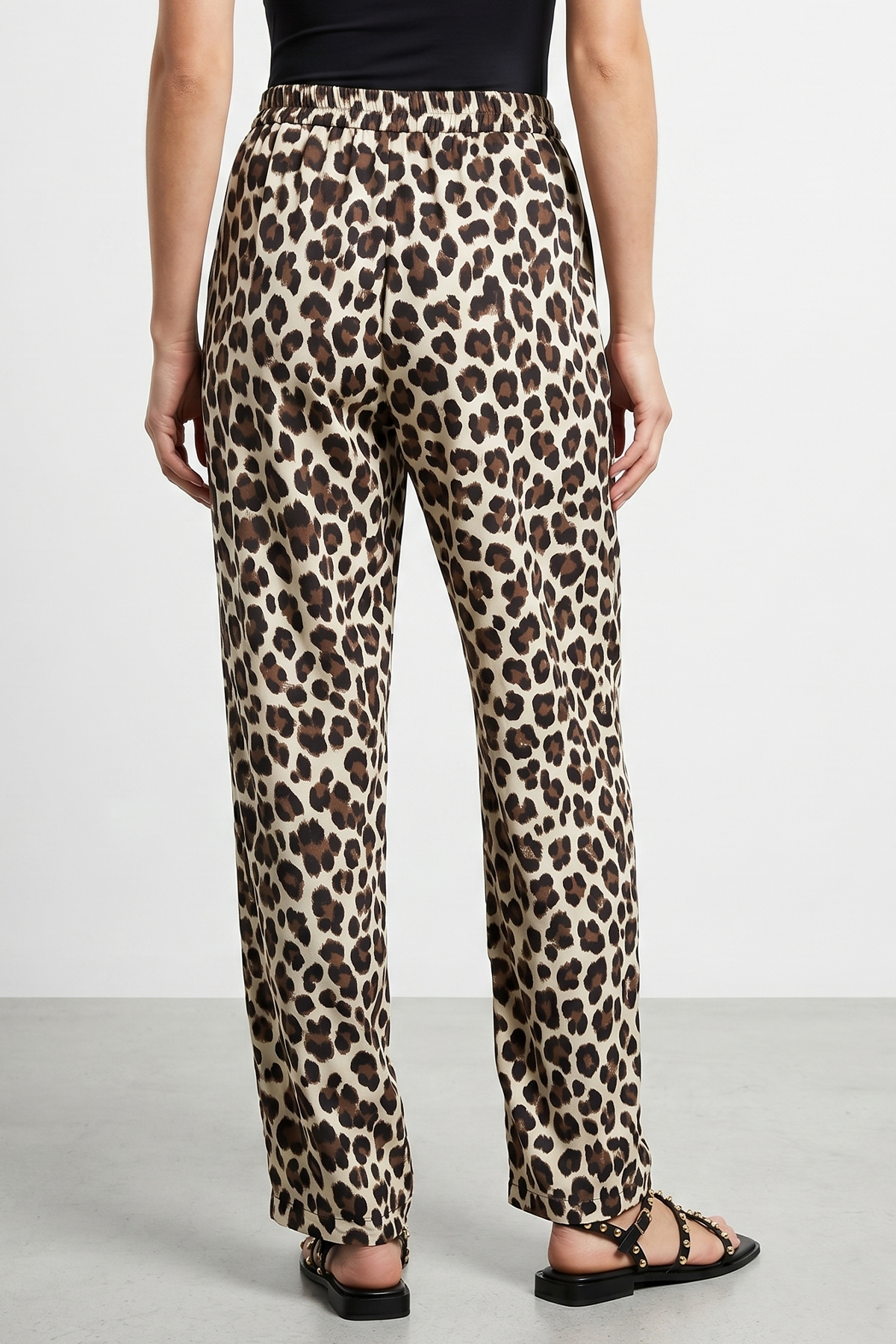 Pantalón en Rayón Animal Print Café para Mujer