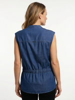 Chaleco en chambray para mujer azul