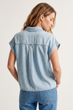 Blusa Casual Azul Claro en Algodón para Mujer