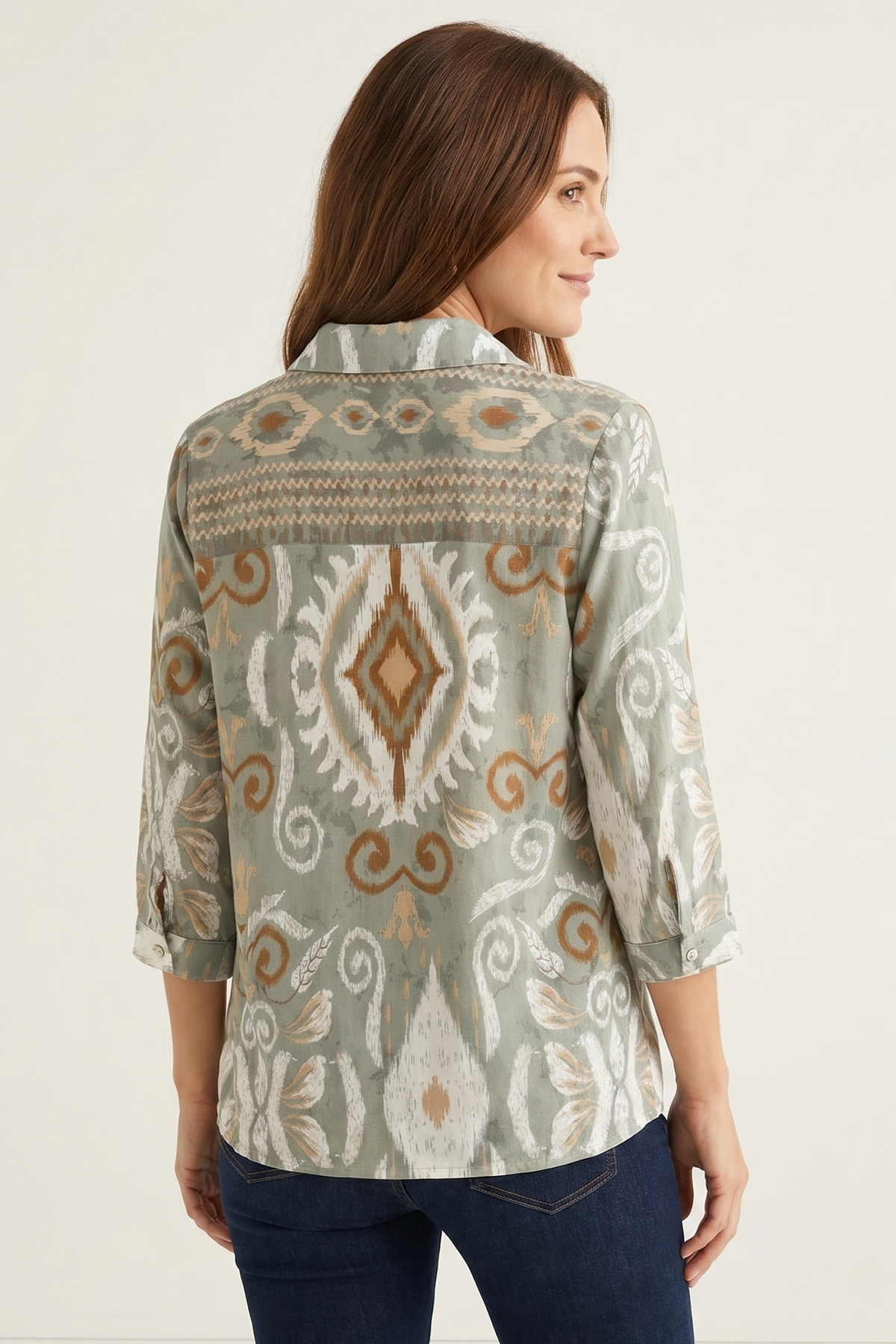 Blusa Estampada Verde en Rayón para Mujer