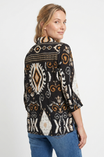 Blusa Estampada Negra en Rayón para Mujer