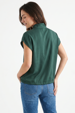 Blusa Verde Oscuro en Chambray para Mujer
