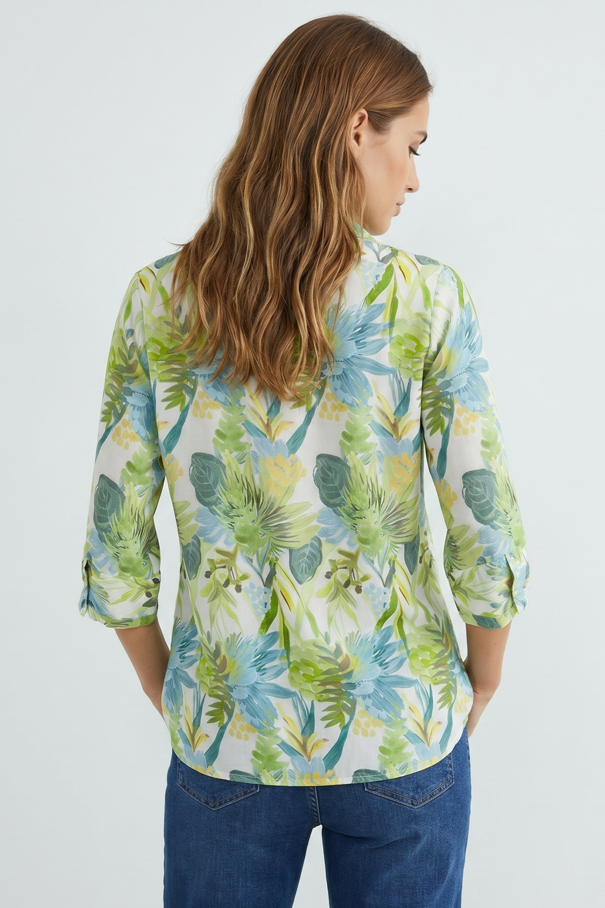 Blusa Estampada Verde en Rayón para Mujer