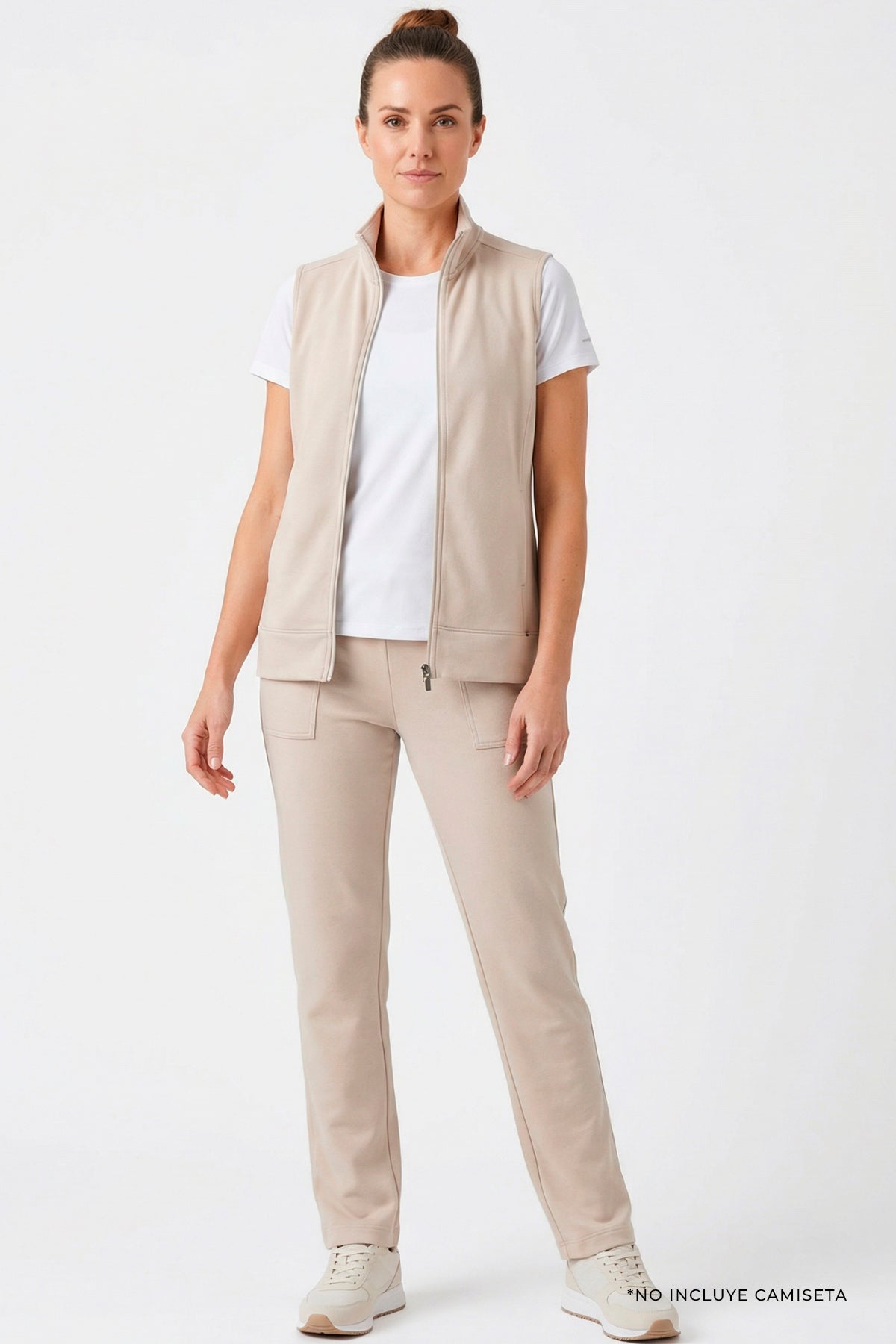 Conjunto deportivo en sudadera para mujer beige