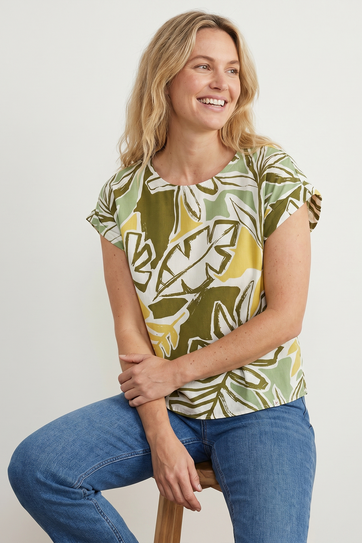 Blusa Estampada Verde en Rayón para Mujer