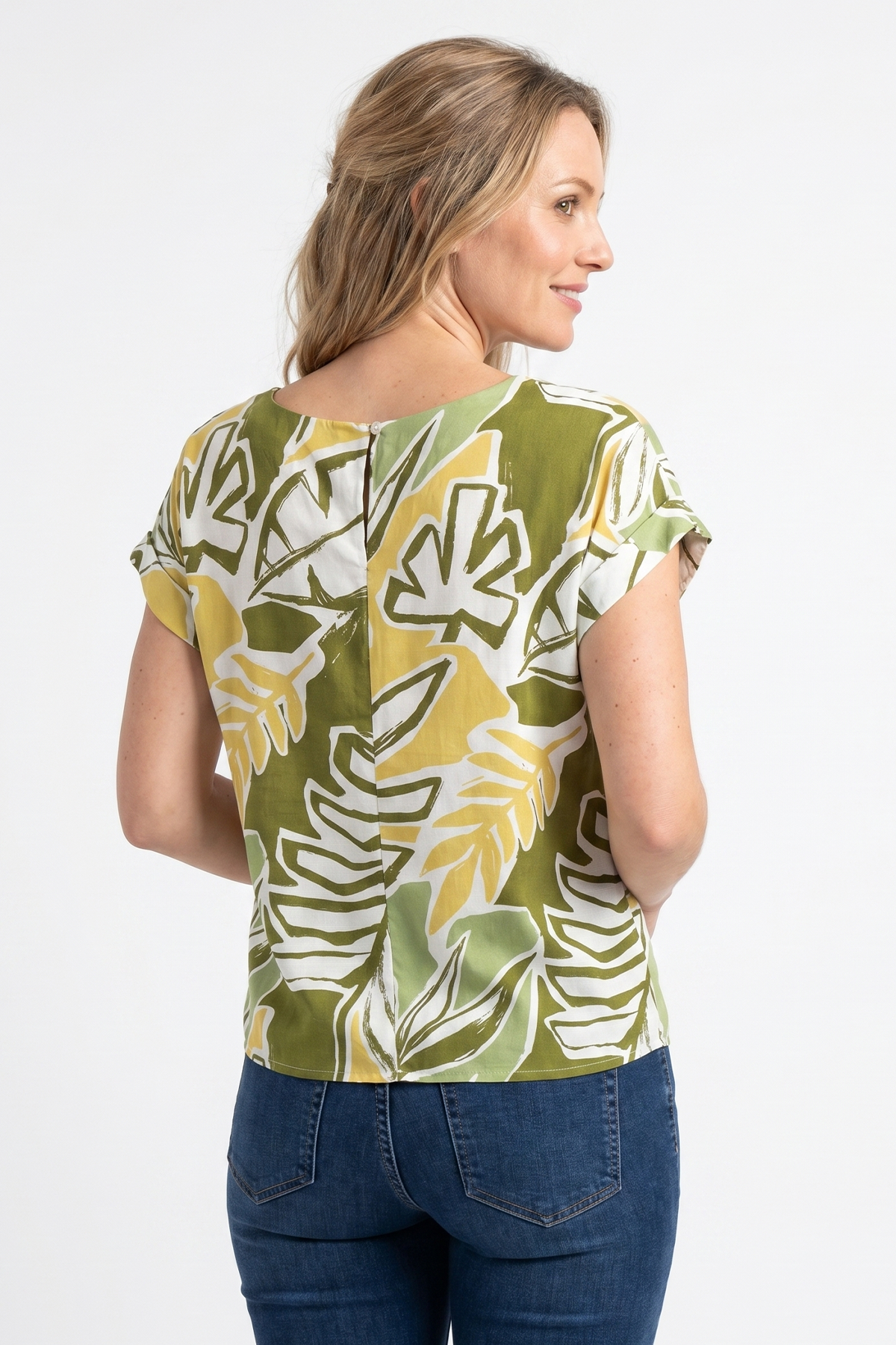 Blusa Estampada Verde en Rayón para Mujer