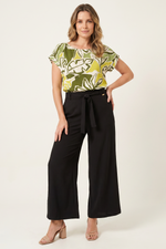 Pantalón Wide Leg Negro en Poliéster para Mujer