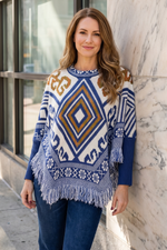 Ruana en Acrílico Azul Navy para Mujer