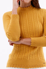 Camisa Cuello Alto Rombos Mostaza Para Mujer