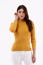 Camisa Cuello Alto Rombos Mostaza Para Mujer