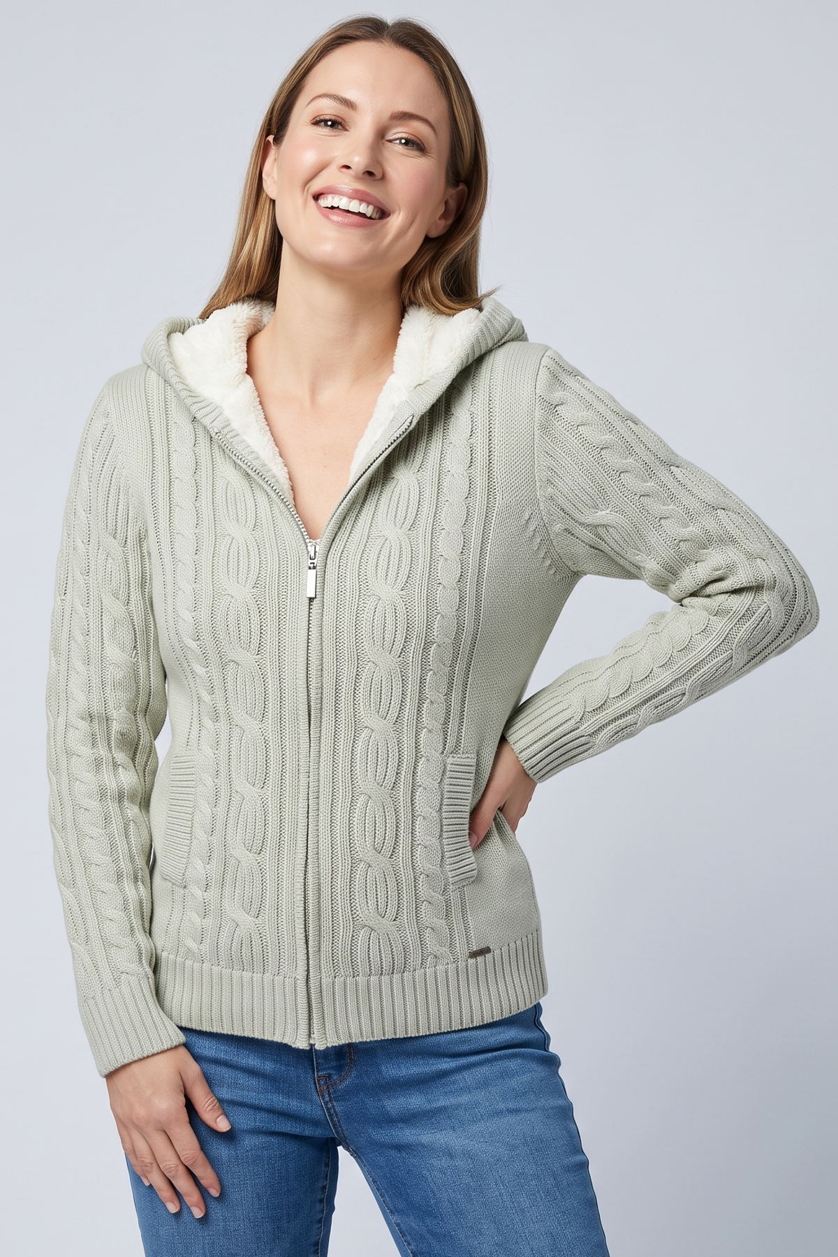 Sweater Tejido en Acrílico Beige para Mujer