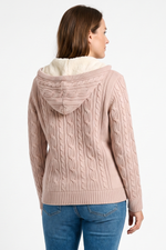 Sweater con Cuello Redondo en Acrílico Palo de Rosa para Mujer
