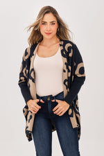 Ruana Animal Print Mangas Azul Oscuro