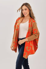 Ruana Animal Print Mangas Camel