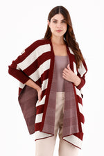 Ruana Rayas Vino Tinto Para Mujer