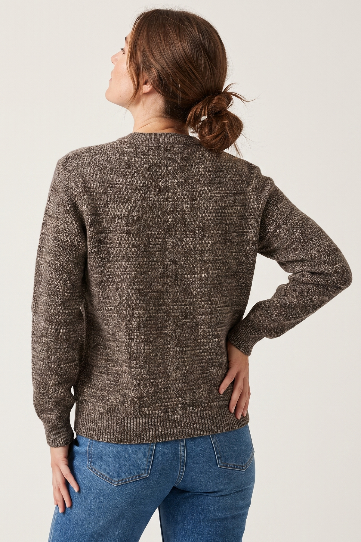 Sweater con Textura en Acrílico Café para Mujer