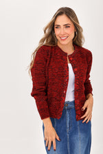 Suéter Cuello Redondo Lurex Rojo