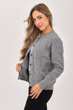 Suéter Cuello Redondo Lurex Gris Claro