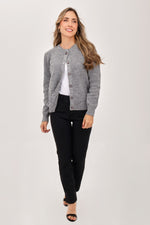 Suéter Cuello Redondo Lurex Gris Claro