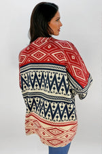 Ruana Manga Corta Bolsillos Rombos Azul Oscuro