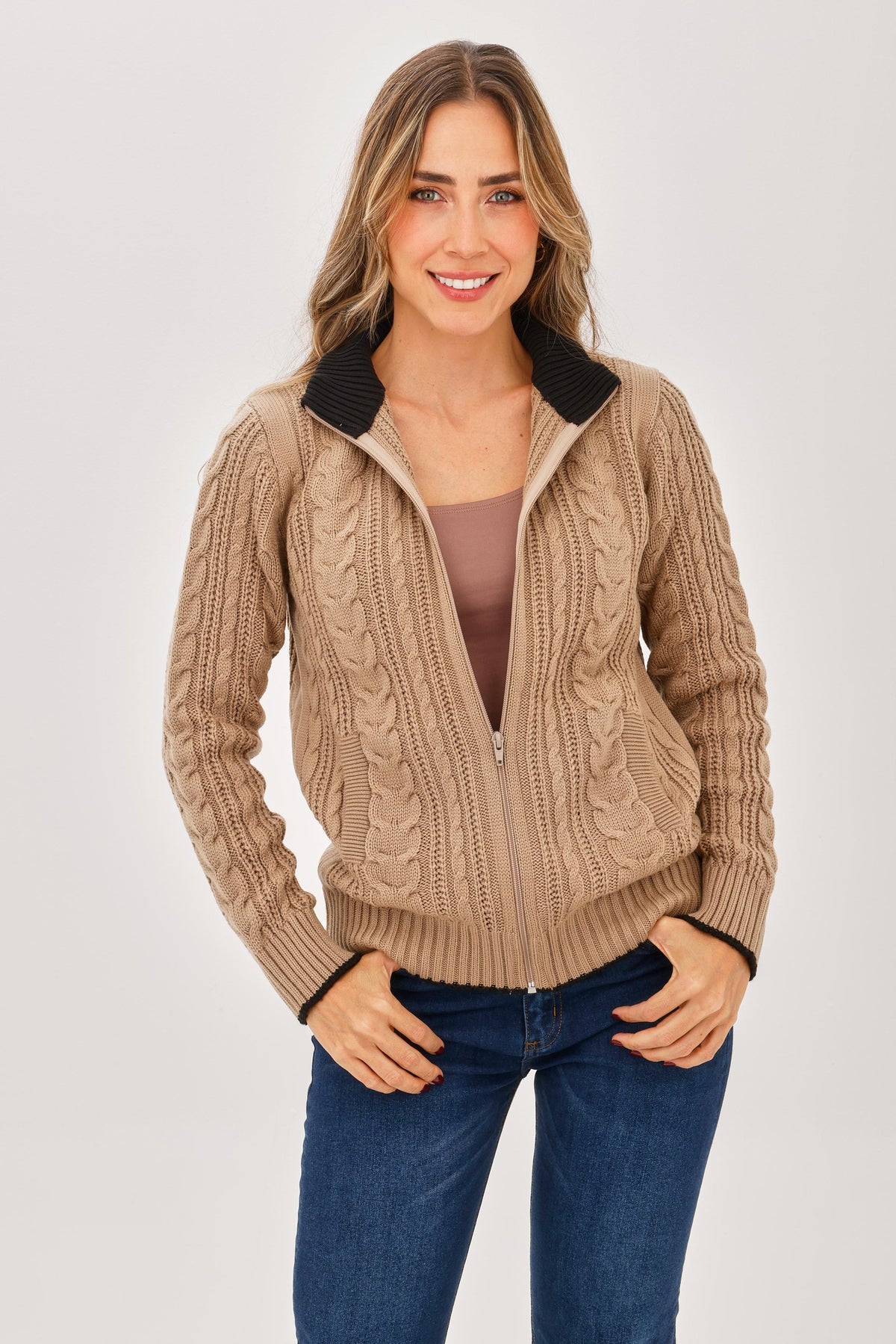Chaqueta Trenza Taupe