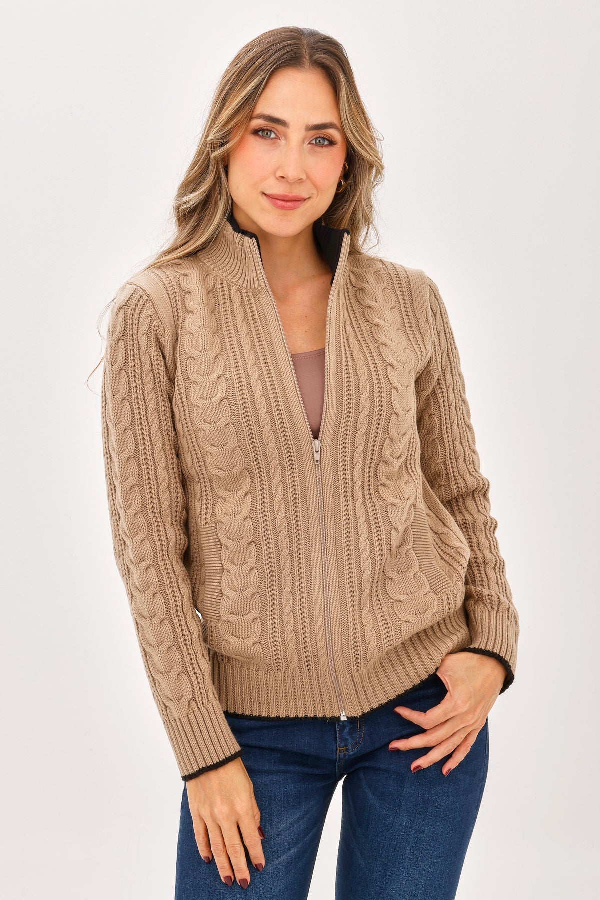 Chaqueta Trenza Taupe