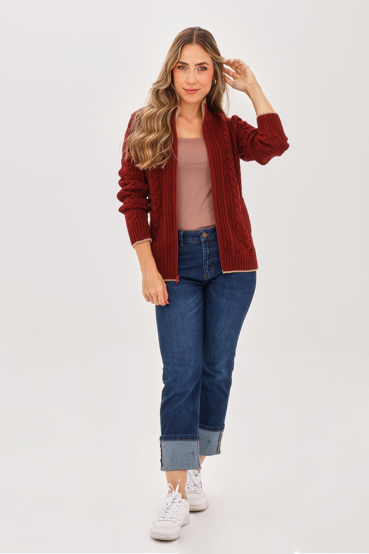 Chaqueta Trenza Vinotinto