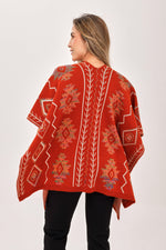 Ruana Figuras Bolsillos Terracota