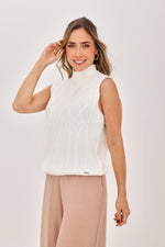 Chaleco Cuello Alto Trenza Crudo