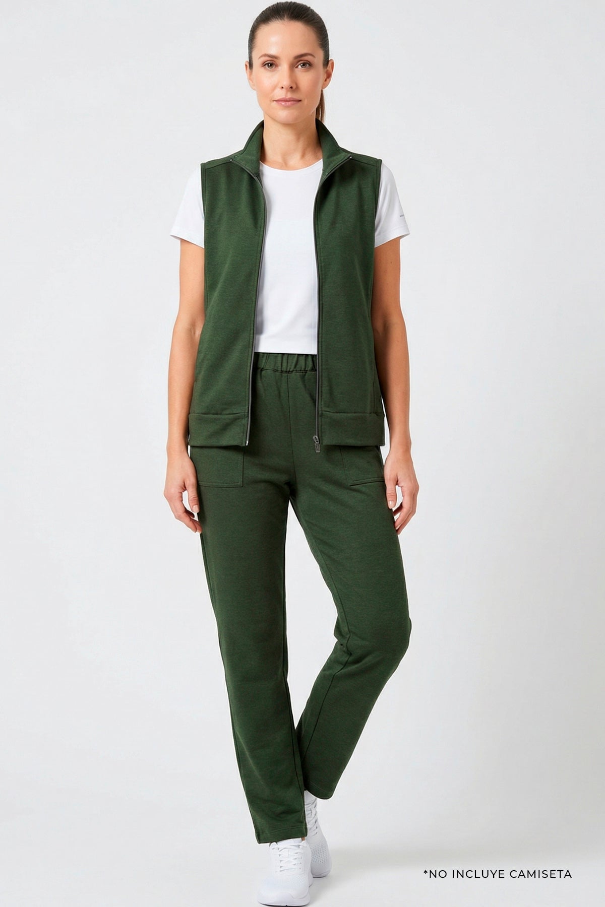Conjunto deportivo en sudadera para mujer verde militar