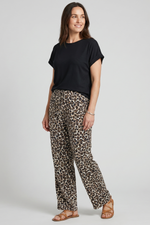 Pantalón en Rayón Animal Print Café para Mujer
