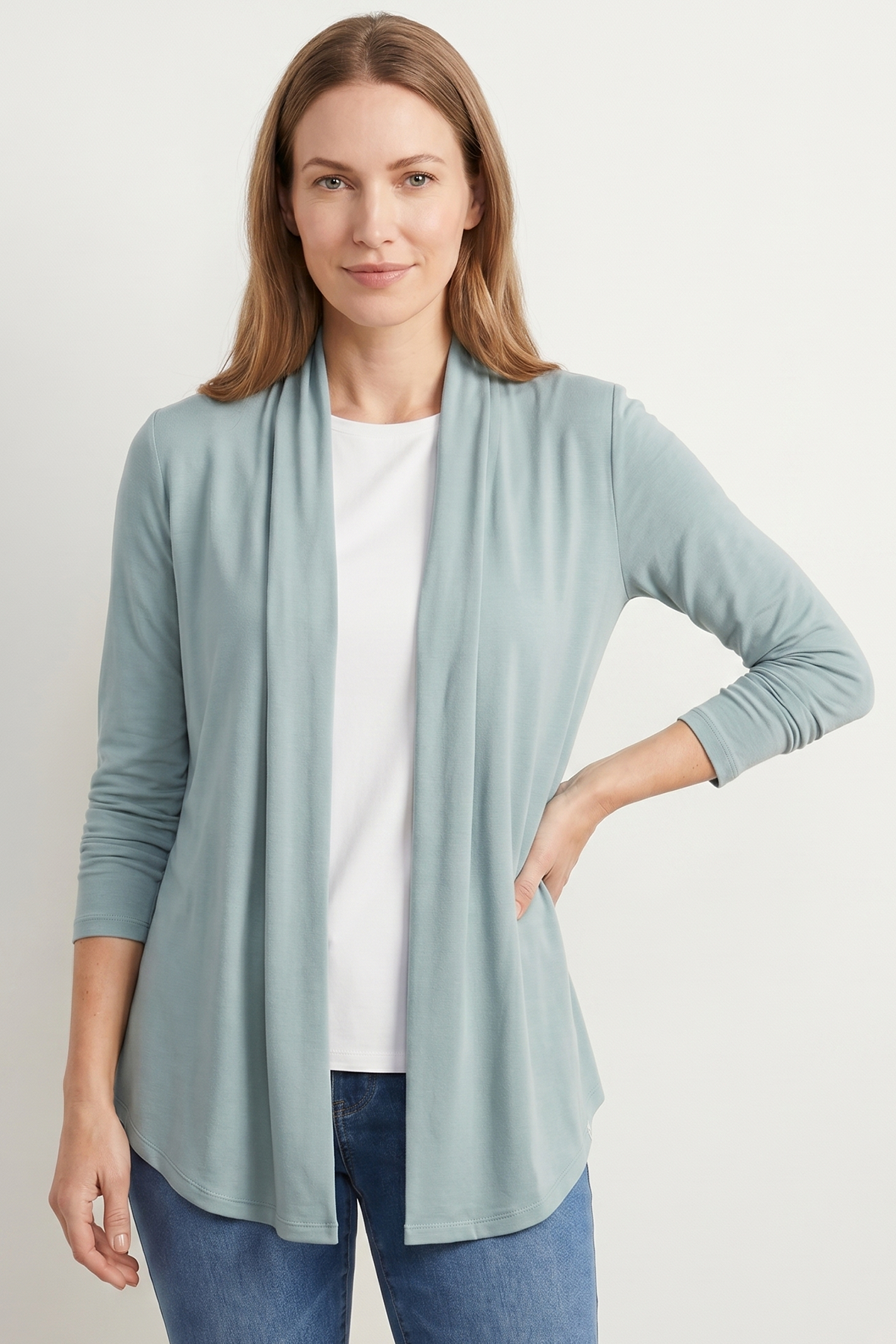 Cardigan en Viscosa Verde Jade para Mujer