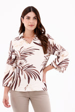 Blusa Manga Larga Ramas Café Para Mujer