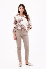 Blusa Manga Larga Ramas Café Para Mujer