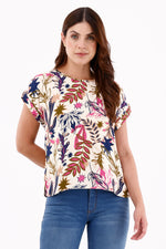 Blusa Manga Rodada Ramas Beige Para Mujer