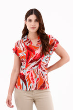 Blusa Manga Rodada Étnica Terracota Para Mujer