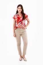 Blusa Manga Rodada Étnica Terracota Para Mujer