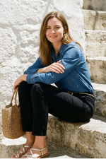 Blusa Manga Larga en Chambray Crudo para Mujer