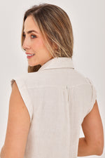 Blusa Manga Rodada Fondo entero Beige