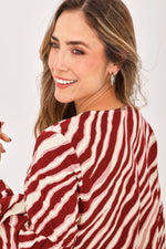 Blusa Manga Larga Rayas Ojalete Vinotinto