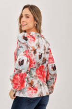 Blusa Manga Larga Estampado Ojalete Coral