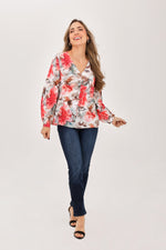 Blusa Manga Larga Estampado Ojalete Coral