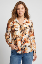 Blusa Manga Larga en Rayón Naranja para Mujer