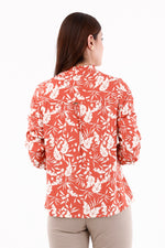 Blusa Manga Larga Resorte Hojas Terracota