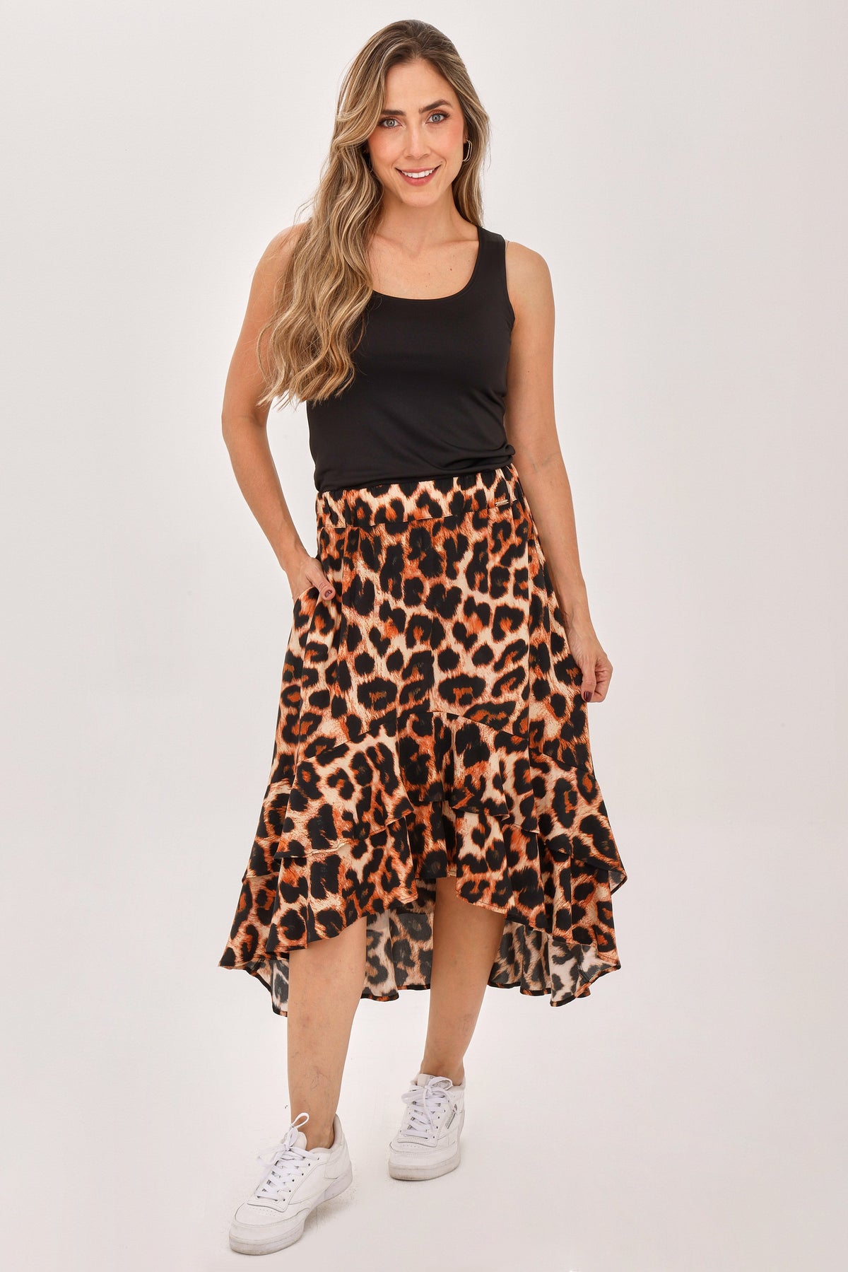 Falda Animal Print Café