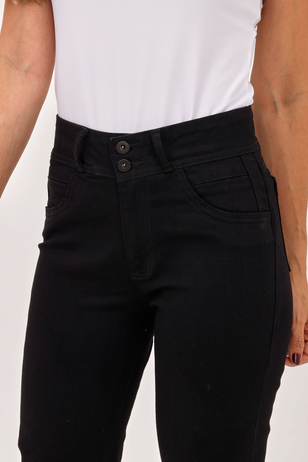 Jean Pretina Ancha Tiro Medio Negro