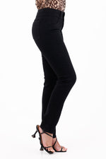 Jean Pretina Ancha Tiro Medio Negro Para Mujer