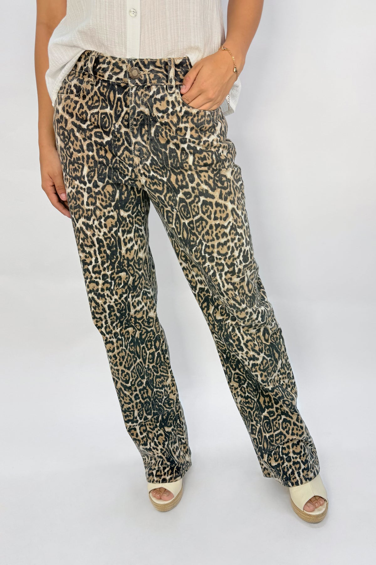Jean Animal Print Tigre Camel