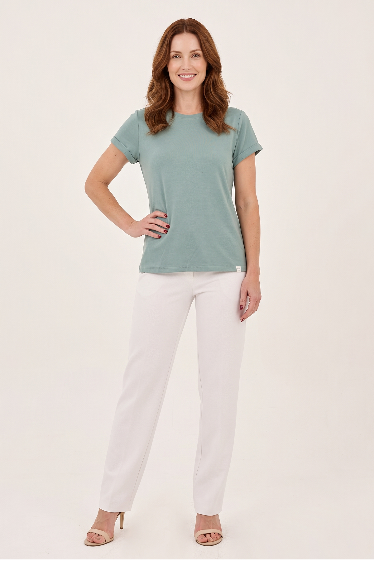 Camiseta en Algodón Verde Menta para Mujer