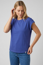 Camiseta Semi Ajustada Azul Navy en Jersey para Mujer